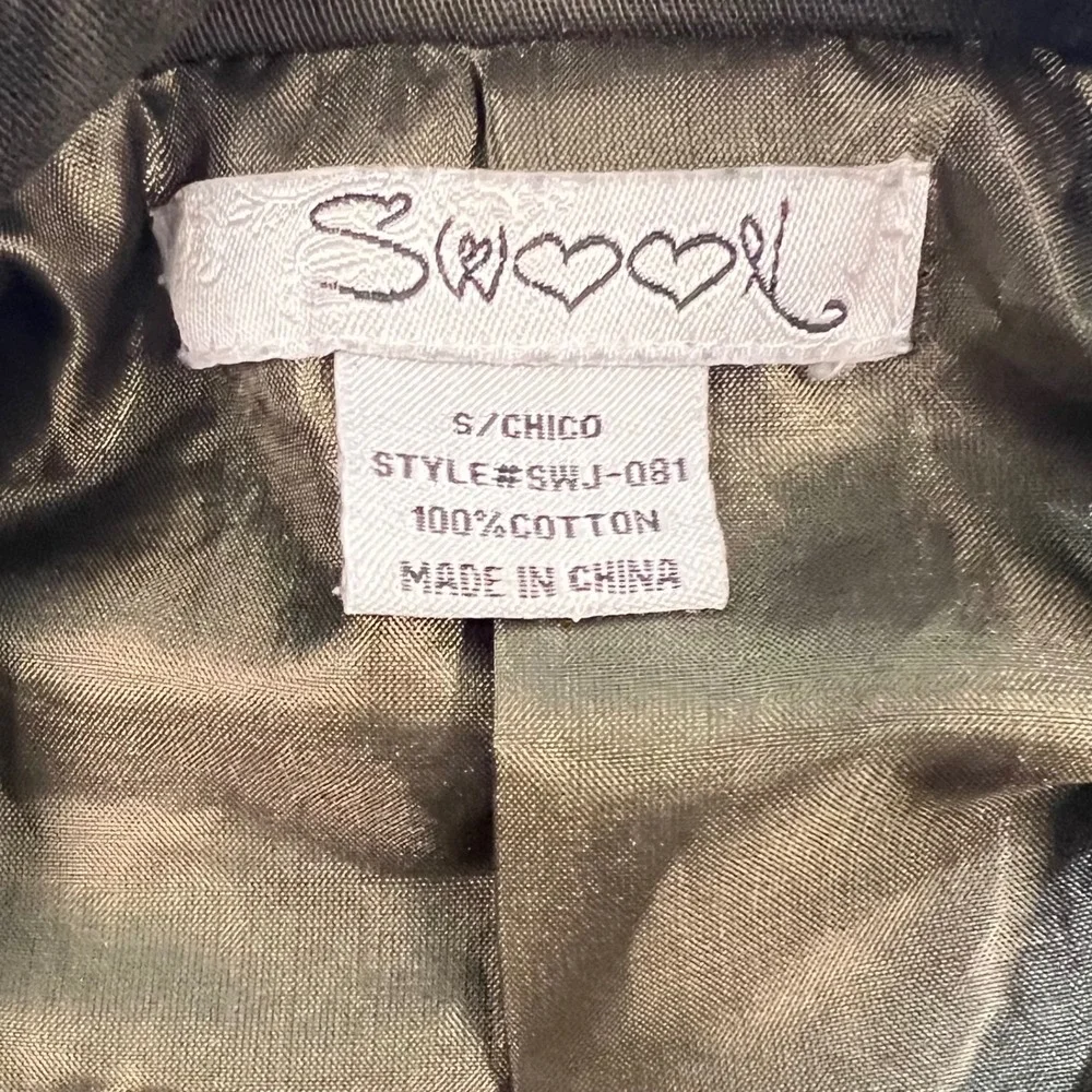 Swoon Kids Olive Green Military Jacket Beaded Epaulettes‎ Youth Small
